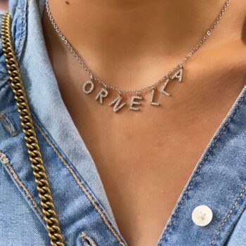 Collier prénom lettre alphabet strass